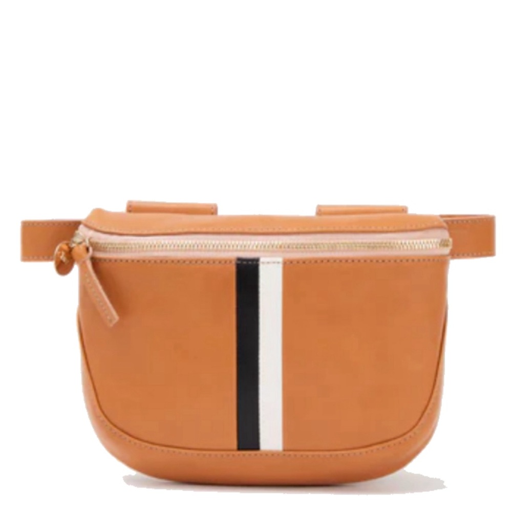 Clare V Leather Tan Fanny Pack Stripe